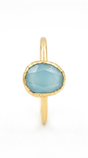 ANTİK DOKULU OVAL AKVAMARİN MAVİSİ GOLD YÜZÜK