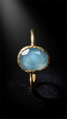 ANTİK DOKULU OVAL AKVAMARİN MAVİSİ GOLD YÜZÜK