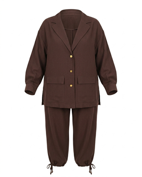 CHIC BİSKÜVİ KAHVE CEKET PANTOLON TAKIM