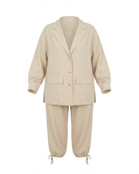 CHIC BİSKÜVİ KREM CEKET PANTOLON TAKIM
