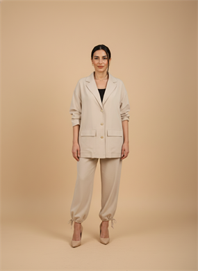 CHIC BİSKÜVİ KREM CEKET PANTOLON TAKIM