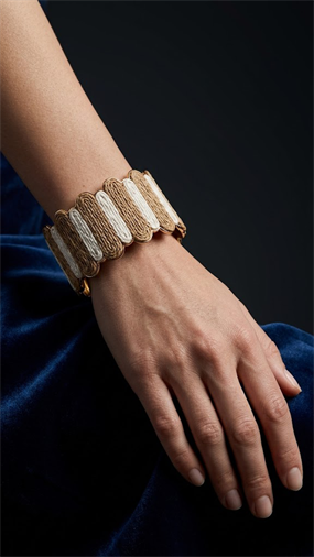 ÇİFT RENK HASIR SARIMLI GOLD KELEPÇE BİLEZİK