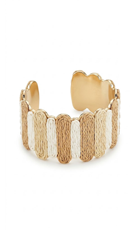 ÇİFT RENK HASIR SARIMLI GOLD KELEPÇE BİLEZİK