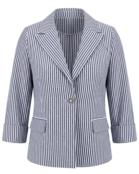 ÇİZGİLİ KETEN 3/4 KOL BLAZER CEKET