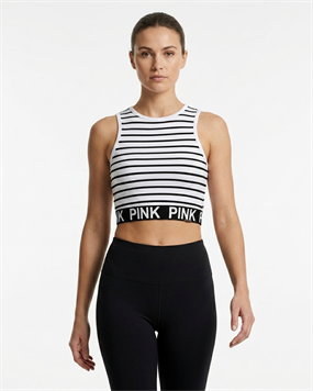 ÇİZGİLİ YAZILI DETAYLI CROP TOP ATLET