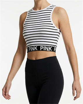 ÇİZGİLİ YAZILI DETAYLI CROP TOP ATLET