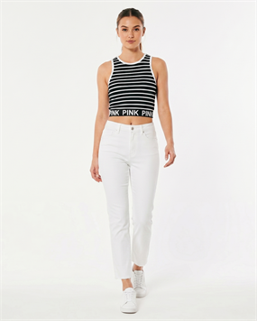 ÇİZGİLİ YAZILI DETAYLI CROP TOP ATLET