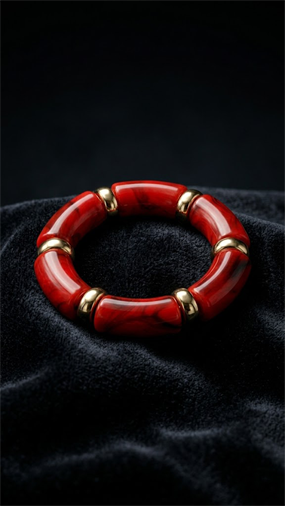 DEEP RED MERMER DOKULU BOMBELİ GOLD BİLEKLİK