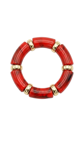DEEP RED MERMER DOKULU BOMBELİ GOLD BİLEKLİK