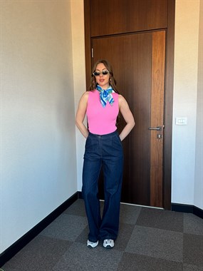 FİTİLLİ CROP SLİM FİT KADIN T-SHIRT