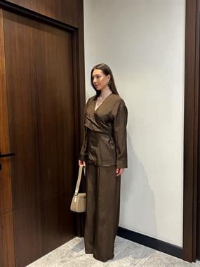 KUŞAKLI PALAZZO PANTOLONLU KADIN TAKIM