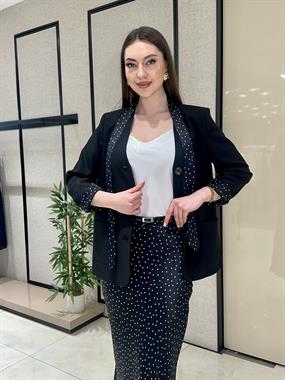 KOL DETAYLI ÜÇ DÜĞMELİ KADIN CEKET