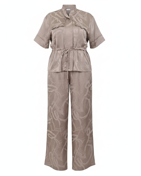 LOUNGEWEAR SERİSİ - VİZON SATEN DESENLİ TAKIM