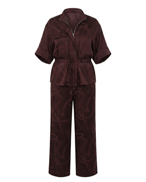 LOUNGEWEAR SERİSİ - VİZON SATEN DESENLİ TAKIM