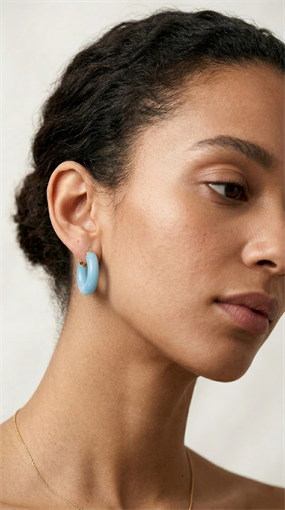 MAVİ OVAL HALKA KÜPE