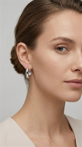 MODERN MİNİMALİST GÜMÜŞ OVAL KÜPE