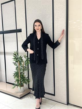 PUANTİYELİ SATEN KEMERLİ UZUN KADIN ETEK