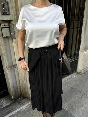 SATEN BİSİKLET YAKA KADIN BLUZ