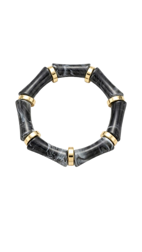 SİYAH MERMER DOKULU GOLD BAMBU FORM BİLEKLİK