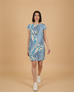 TENCEL YAZLIK DESENLİ KOLYELİ ELBİSE