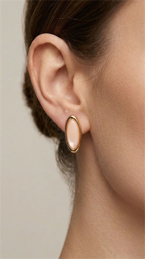 VINTAGE OVAL MİNELİ KÜPE