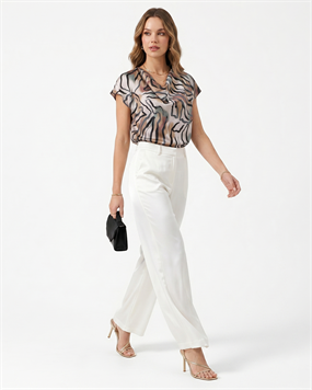 ZEBRA DESENLİ İPEKSİ SATEN BLUZ