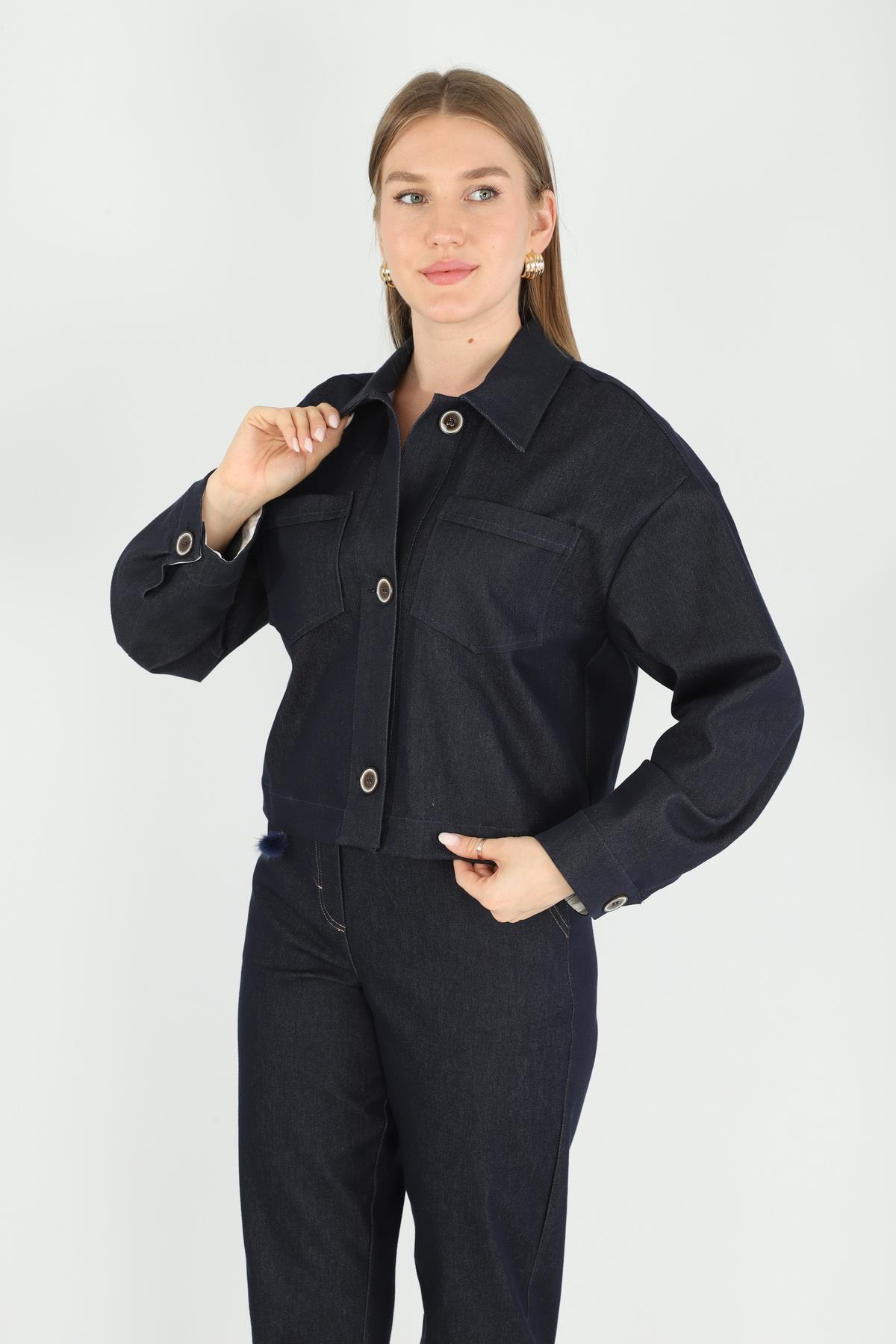 Günlük Kısa Boy Oversize Kot CeketPerzoni