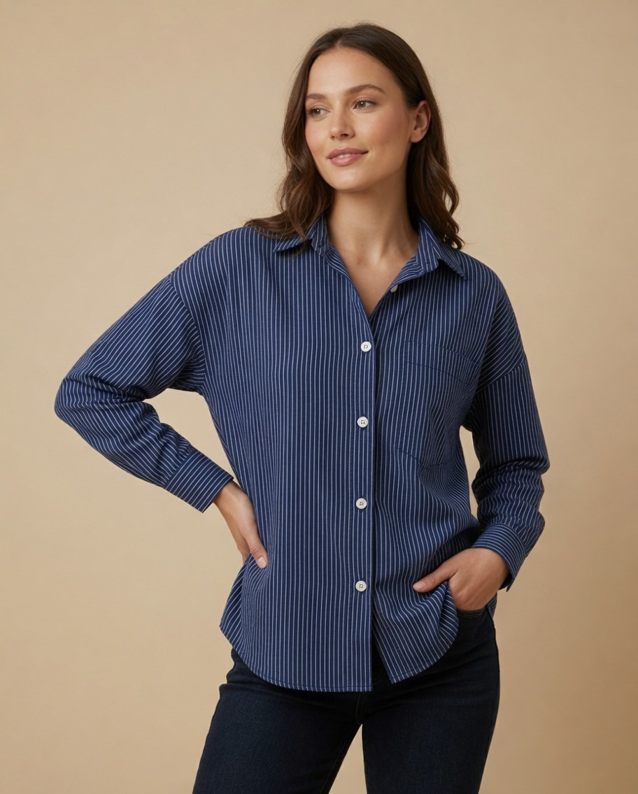 lacivert-beyaz-cizgili-oversize-kadin-gomlek