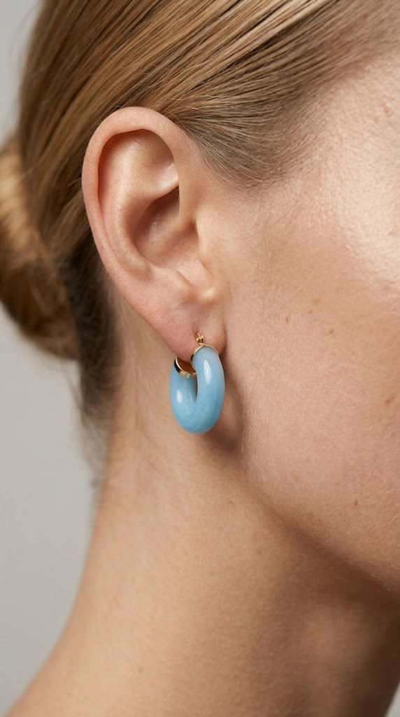 MAVİ OVAL HALKA KÜPEPerzoni