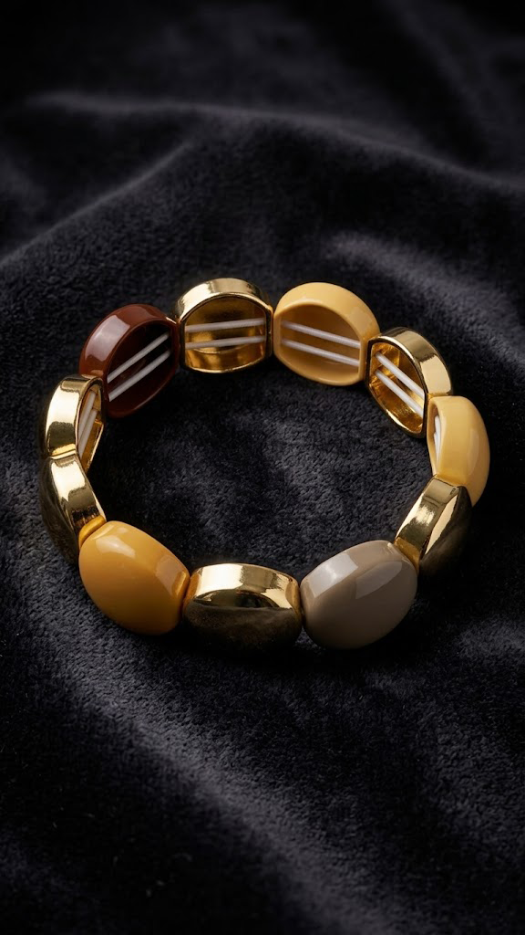 RETRO MODERN OVAL SEGMENTLİ ELASTİK BİLEKLİKPerzoni