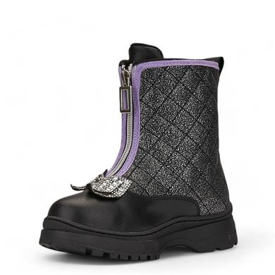 ARZEN_F_BOT_TAŞLI_702 SİYAH_SİMLİ_LİLA