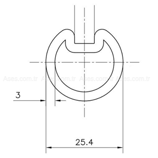 Boş Mil Kama Kanallı  3mm L=3250mm