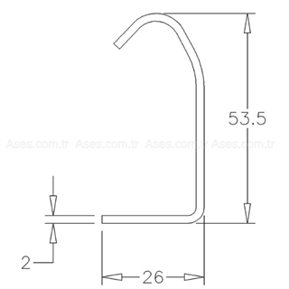 Dikey C Ray 53,5x26x2mm Galvanizli (1Mt)