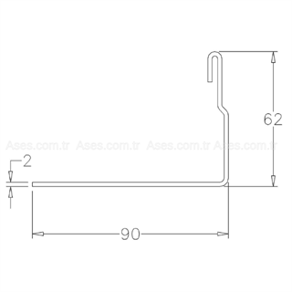 Seksiyonel Kapı Düşey L Ray 90x62x2mm (5 mt)