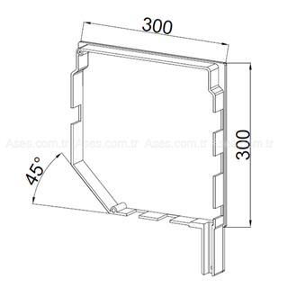 300mm Galvaniz Yan Kapak 45° (Ant.Gri Takım) Kepenk Yan Bayrak
