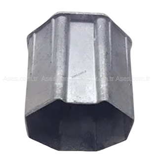 Sekizgen Boru Başı 70mm Boru L=70mm Alümünyum 12mm Pimli