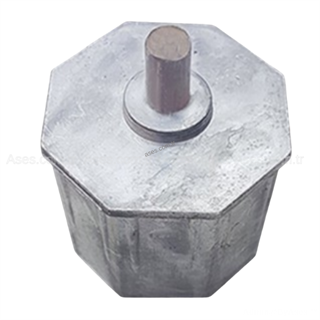 Sekizgen Boru Başı 70mm Boru L=70mm Alümünyum 12mm Pimli