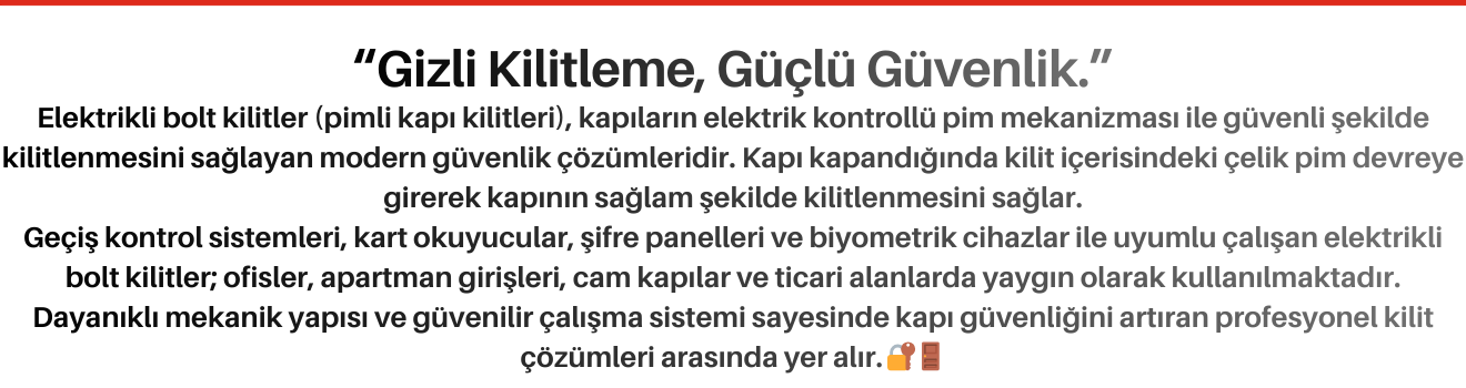 Elektrikli Bolt Kilitler Pimli Kapı Kilitleri