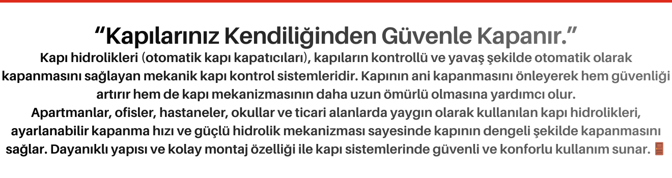 Kapı Hidrolikleri Otomatik Kapı Kapatıcıları