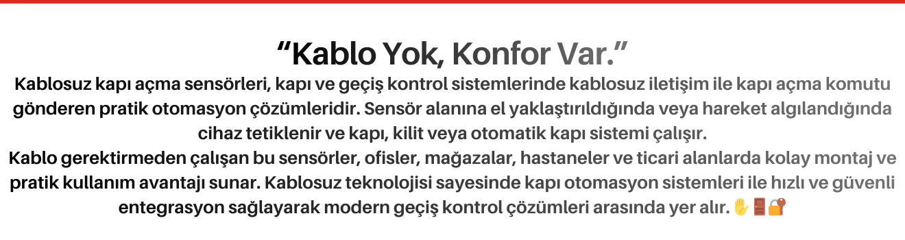 Temassız Kapı Açma El Sensörü Seti