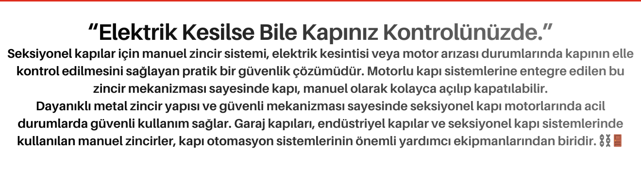 Seksiyonel Kapı Manuel Zinciri