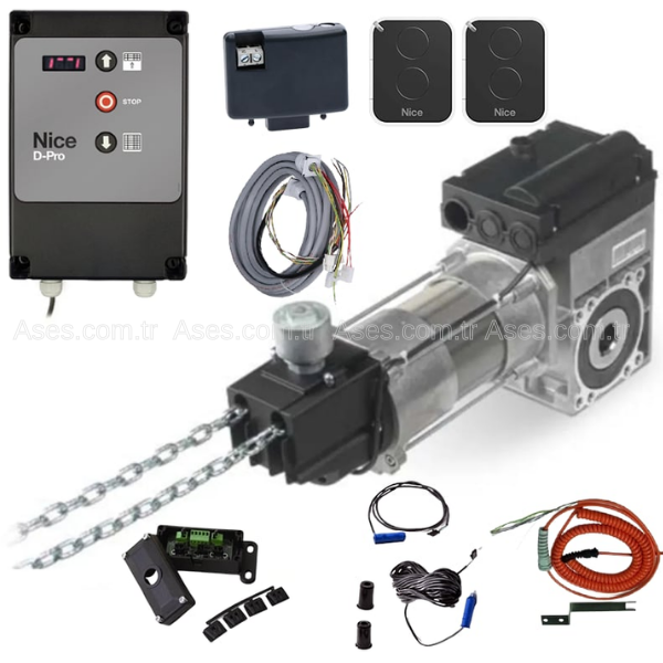 NiceSD 100 24 FULL AUT KITNice SD100 D PRO Automatic Alıcı Kumanda ve Opto Sensör Endüstriyel Seksiyonel Full Motor Seti