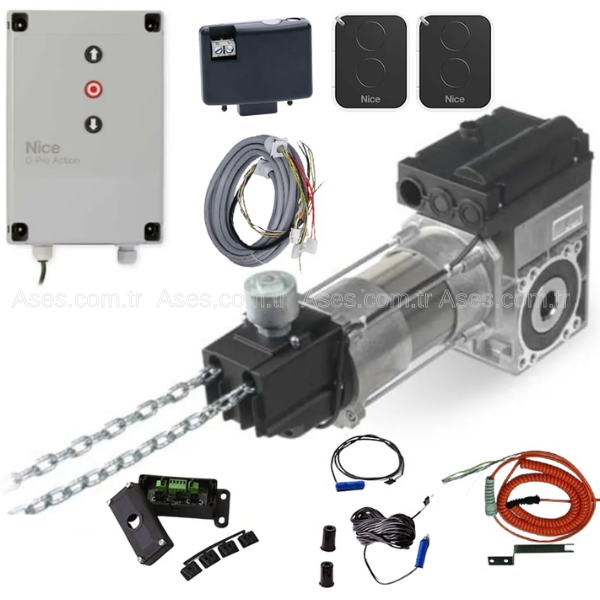 NiceSD 100 24 FULL KITNice SD100 Alıcı Kumanda ve Opto Sensör Endüstriyel Seksiyonel Full Motor Seti