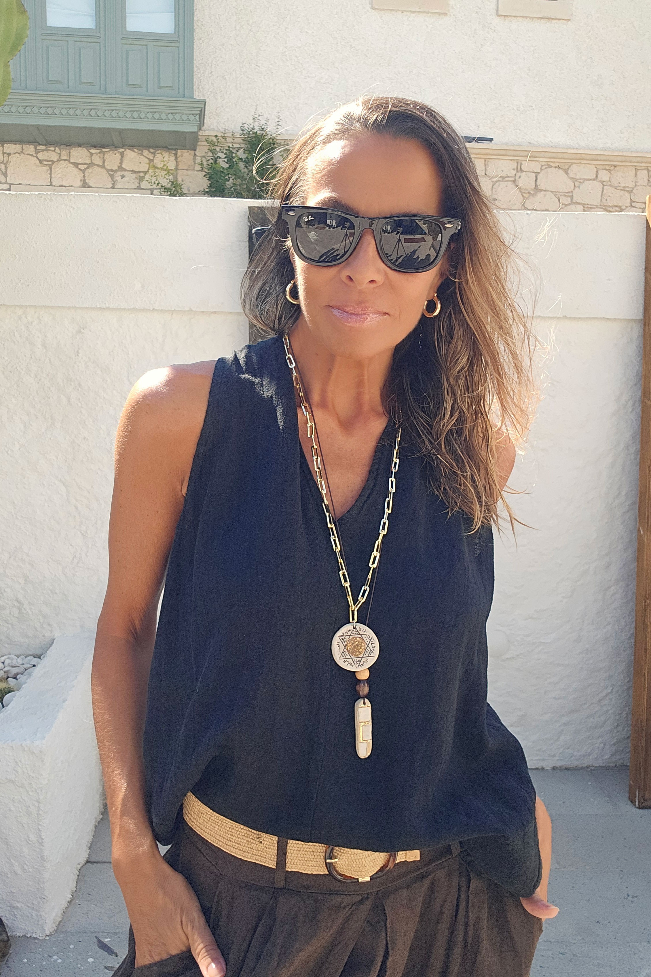 İtalyan Keten Halter Yaka Cepli Bluz · 3