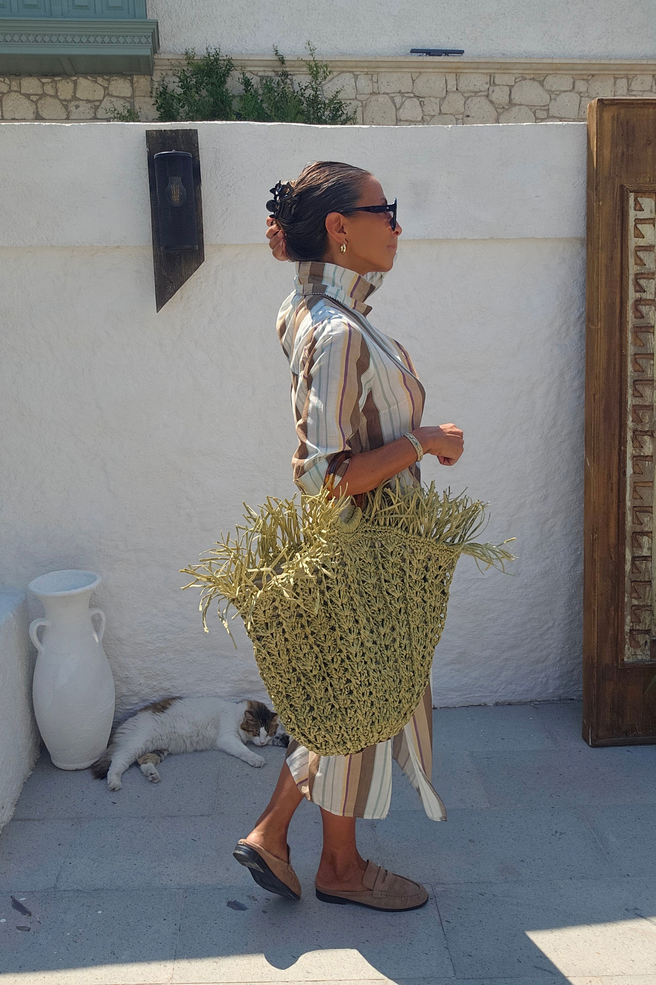 Positano Çizgili Uzun Gömlek Elbise · 3