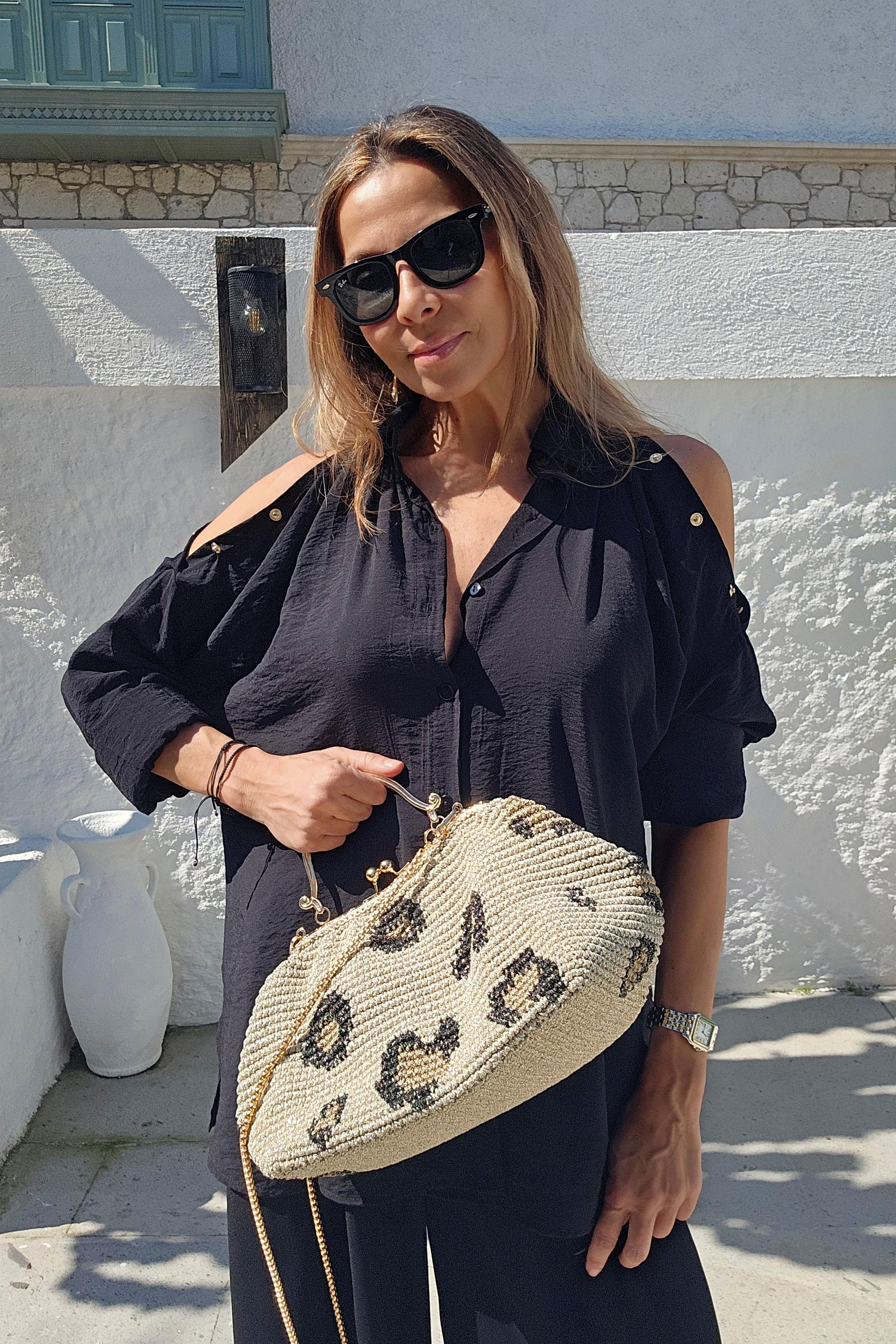 Vintage Aksesuarlı Burslu Leopar Çanta