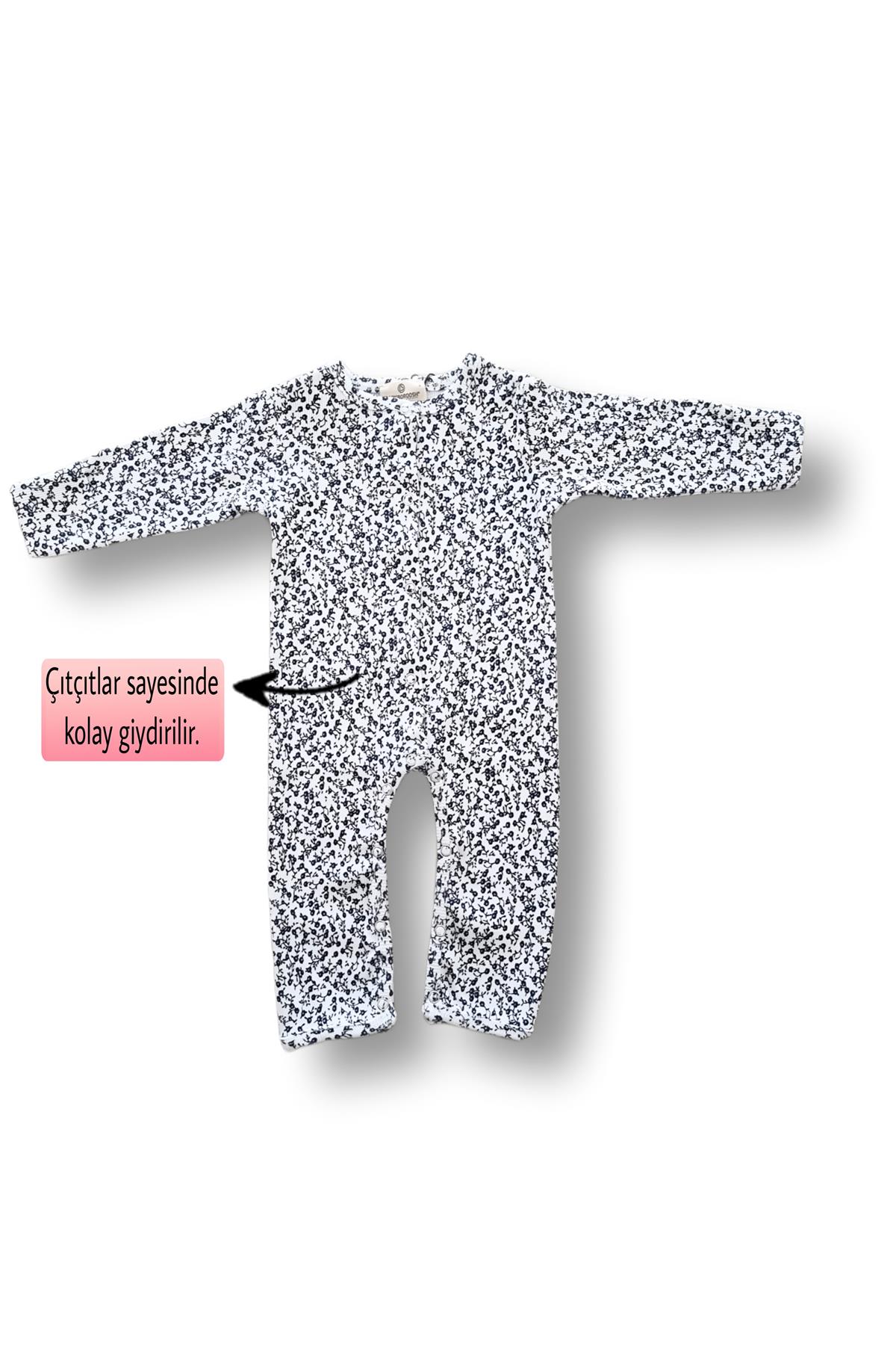 Çiçekli Patiksiz Esnek Bebek Tulumu