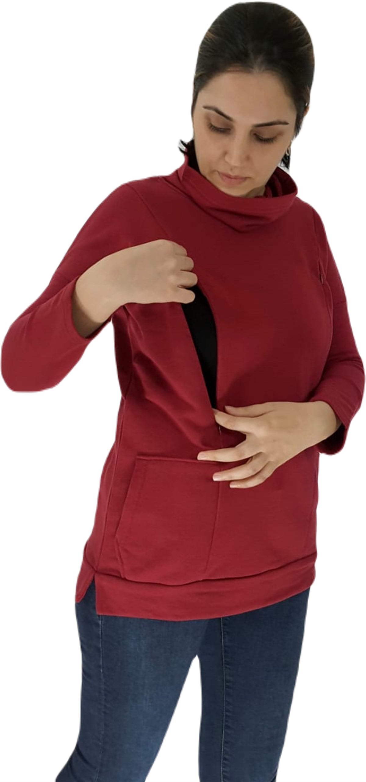 Bordo Emzirme Sweatshirt/Gizli Emzirme Sweatshirt