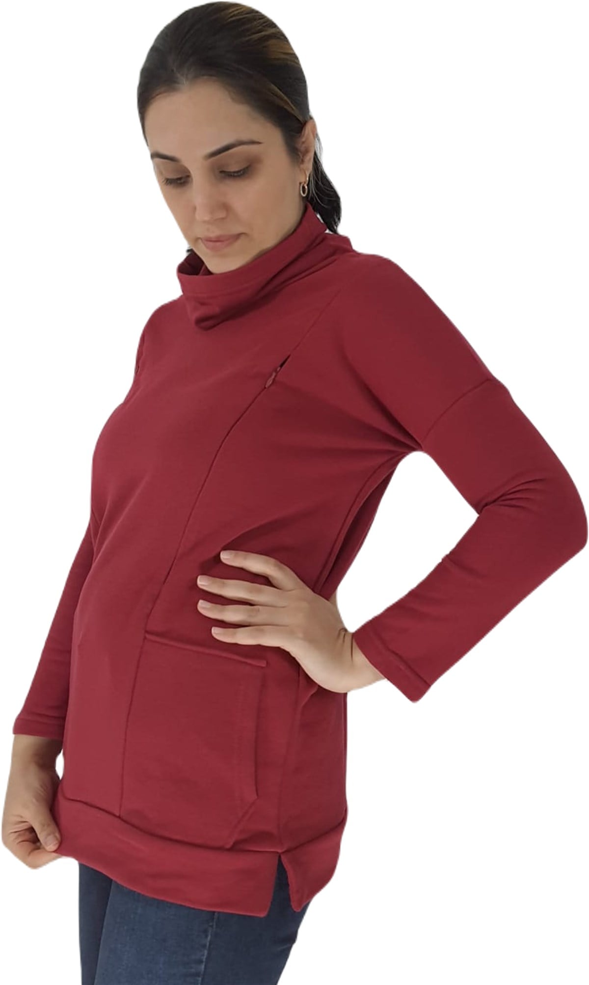 Bordo Emzirme Sweatshirt/Gizli Emzirme Sweatshirt