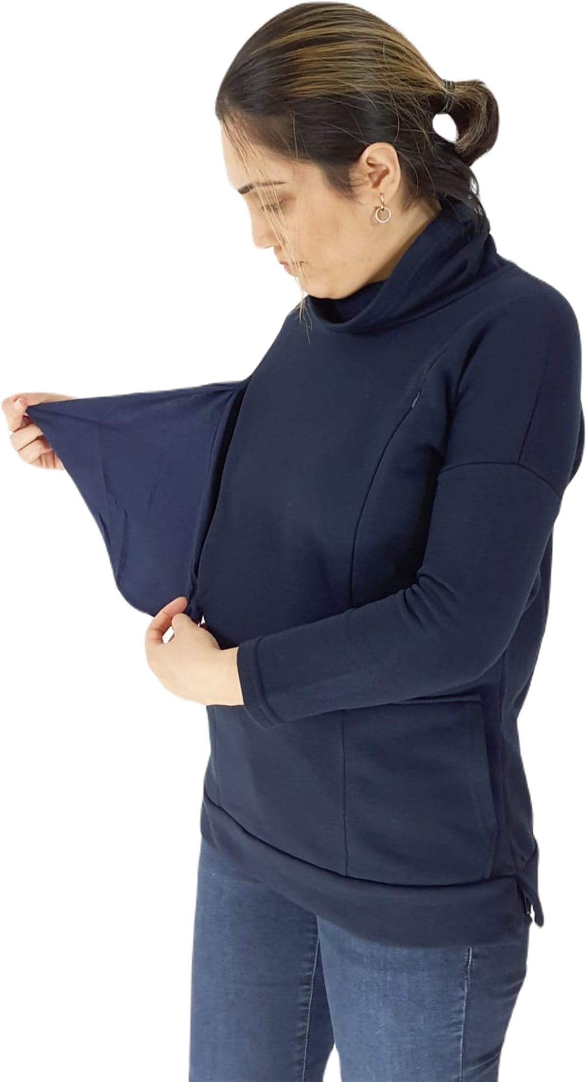 Lacivert Emzirme Sweatshirt/Gizli Emzirme Sweatshirt